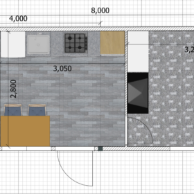 3x8 bedsit plan